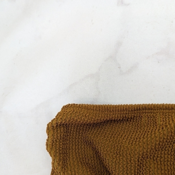 Good American Swim Top Womens 1 2 Medium Bronze Brown Crinkle One Shoulder - Picture 6 of 9